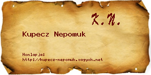 Kupecz Nepomuk névjegykártya